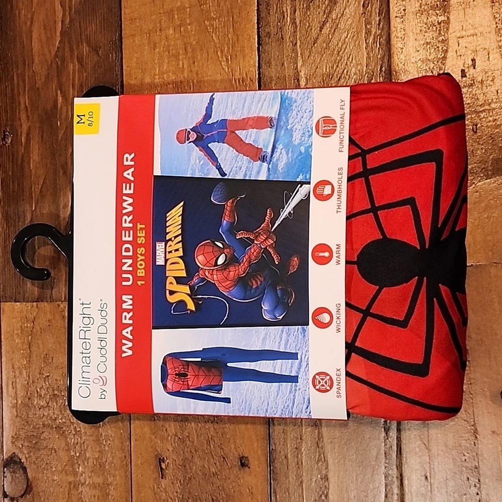 ClimateRight by Cuddl Duds Spiderman Boys Thermal Set Size Medium 8/10